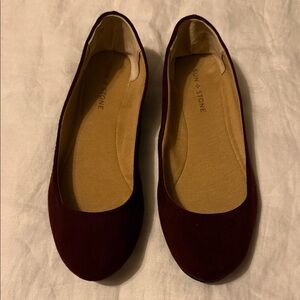 Sun + Stone Women's Burgundy Suede Flats